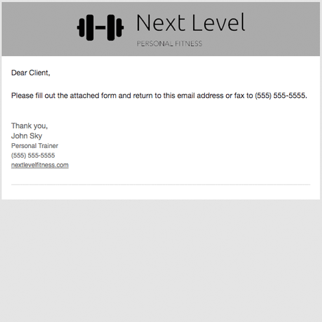 Personal Trainer Intake Form Attachment